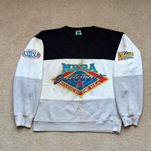 NHRA Racing Tour Double Sided Graphic Crewneck‎ Sweatshirt Vtg 1980s Retro